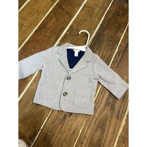Cat & Jack gray marl fleece cardigan blazer with patch pockets 3-6 Months